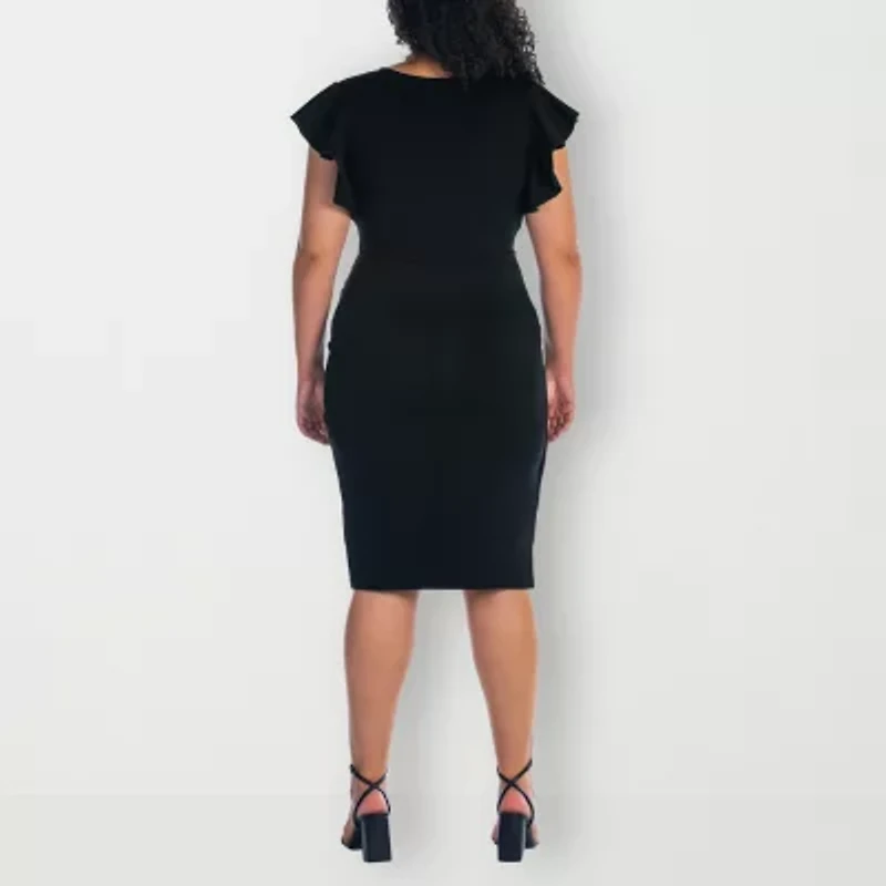 24seven Comfort Apparel Womens Short Sleeve Wrap Dress Plus