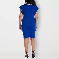 24seven Comfort Apparel Womens Plus Short Sleeve Wrap Dress