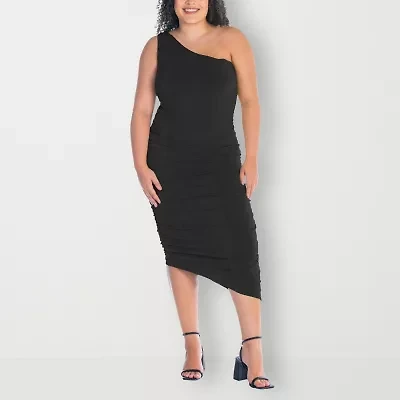 24seven Comfort Apparel Womens Plus Sleeveless Midi Casual Bodycon Dress