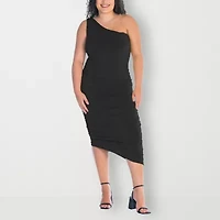 24seven Comfort Apparel Womens Plus Sleeveless Midi Casual Bodycon Dress