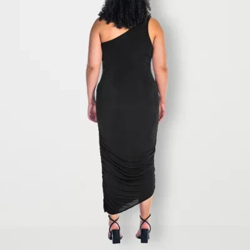 24seven Comfort Apparel Womens Plus Sleeveless Midi Casual Bodycon Dress