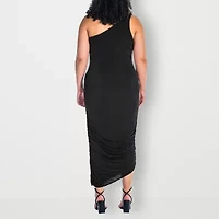 24seven Comfort Apparel Womens Plus Sleeveless Midi Casual Bodycon Dress