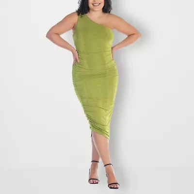 24seven Comfort Apparel Womens Plus Sleeveless Midi Casual Bodycon Dress