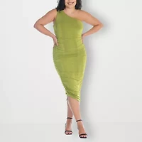 24seven Comfort Apparel Womens Plus Sleeveless Midi Casual Bodycon Dress