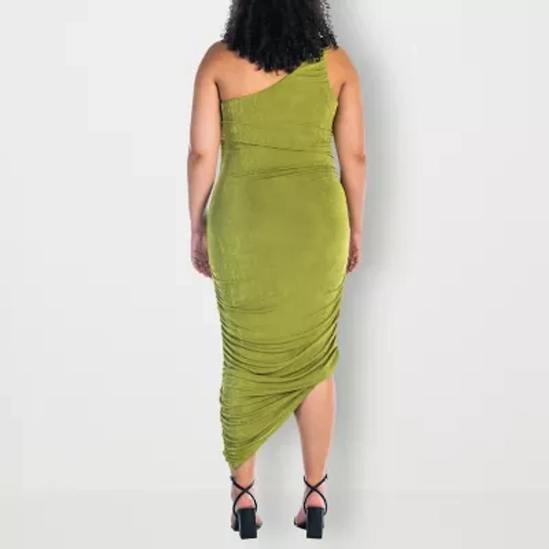 24seven Comfort Apparel Womens Sleeveless Midi Casual Plus Bodycon Dress