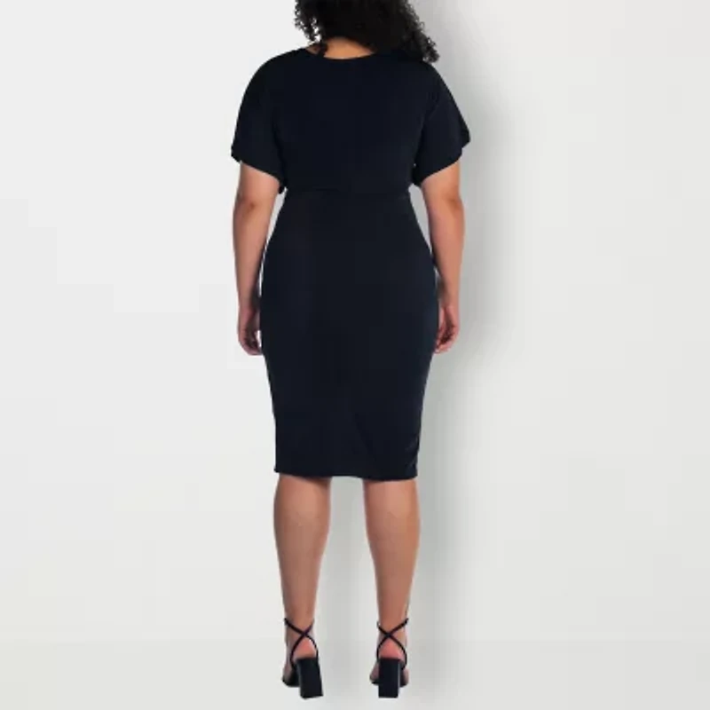 24seven Comfort Apparel Womens Plus Sleeveless Casual Bodycon Dress