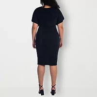 24seven Comfort Apparel Womens Plus Sleeveless Casual Bodycon Dress