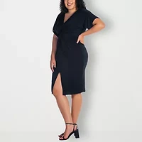 24seven Comfort Apparel Womens Plus Sleeveless Casual Bodycon Dress