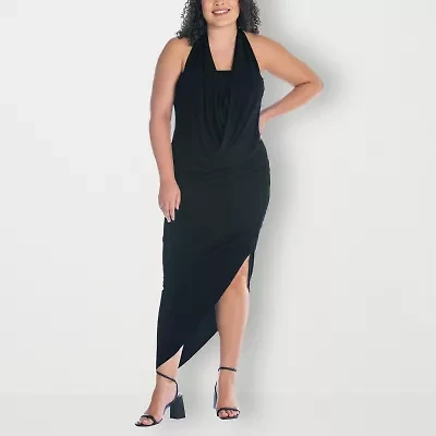 24seven Comfort Apparel Womens Sleeveless Midi Casual Plus Bodycon Dress