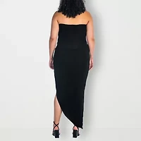 24seven Comfort Apparel Womens Plus Sleeveless Midi Casual Bodycon Dress