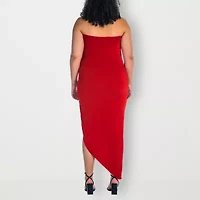 24seven Comfort Apparel Womens Plus Midi Cowl Neck Sleeveless Casual Bodycon Dress