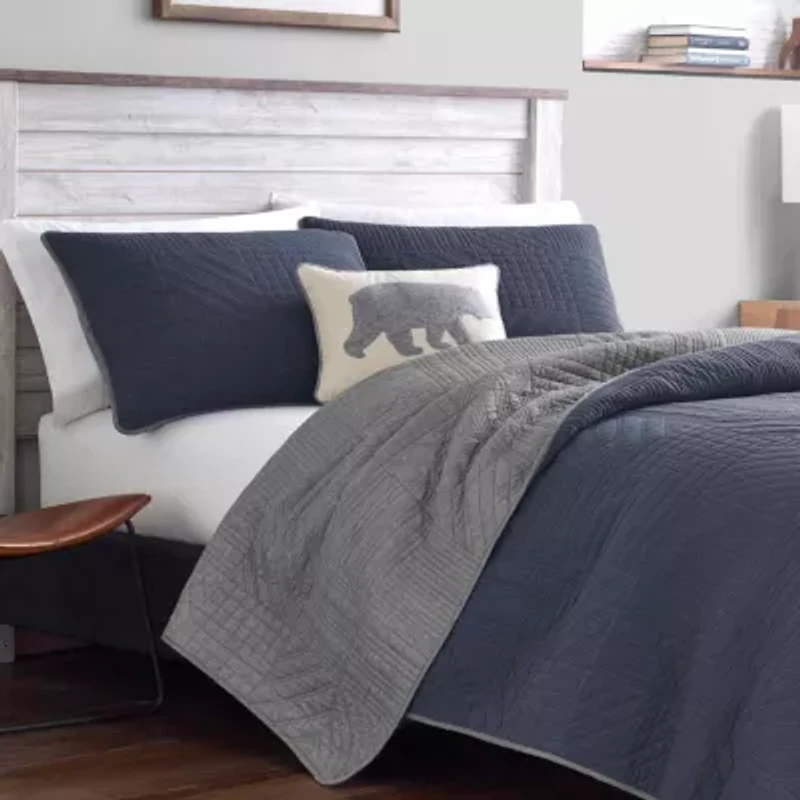 Eddie Bauer Hidden Lake Plaid Reversible Quilt Set