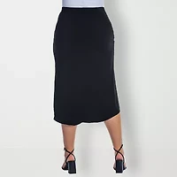 24seven Comfort Apparel Womens Plus Mid Rise Pencil Skirt