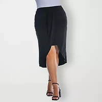 24seven Comfort Apparel Womens Plus Mid Rise Pencil Skirt