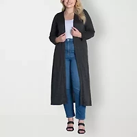 24seven Comfort Apparel Womens Long Sleeve Open Front Plus Cardigan