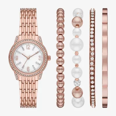 Womens Crystal Accent Rose Goldtone 5-pc. Watch Boxed Set Fmdjset717