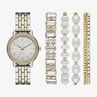 Womens Crystal Accent Two Tone 5-pc. Watch Boxed Set Fmdjset718