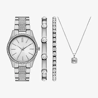 Womens Crystal Accent Silver Tone 4-pc. Watch Boxed Set Fmdjset720