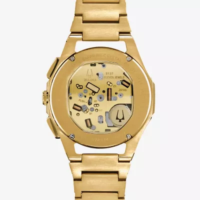 Bulova Mens Chronograph Diamond Accent Gold Tone Stainless Steel Bracelet Watch 97a144