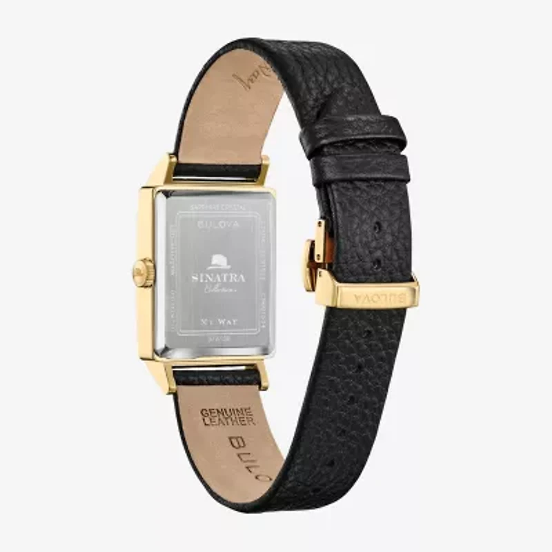Bulova Frank Sinatra Mens Black Leather Strap Watch 97a158
