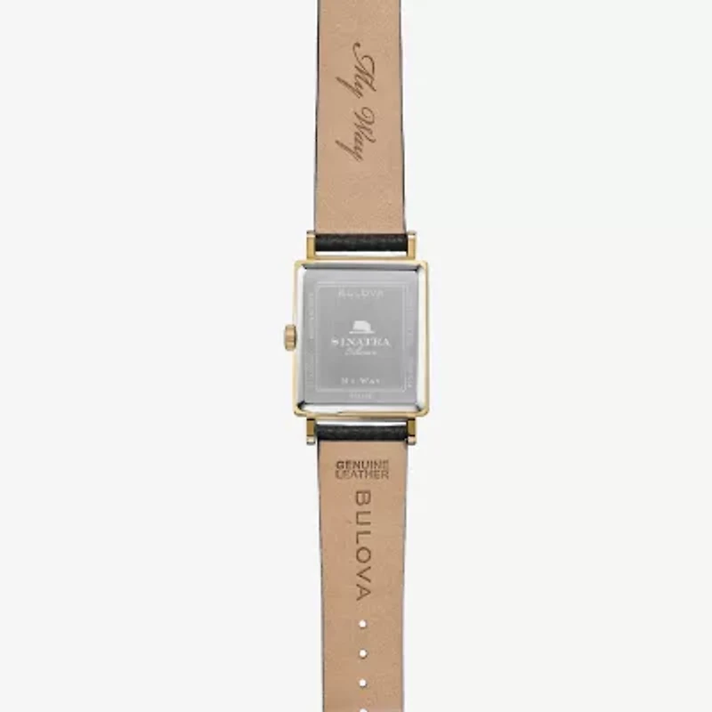 Bulova Frank Sinatra Mens Black Leather Strap Watch 97a158