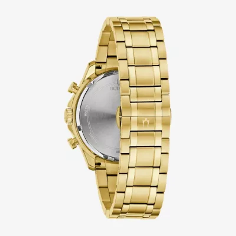 Bulova Diamond Mens Gold Tone Stainless Steel Bracelet Watch 98e113