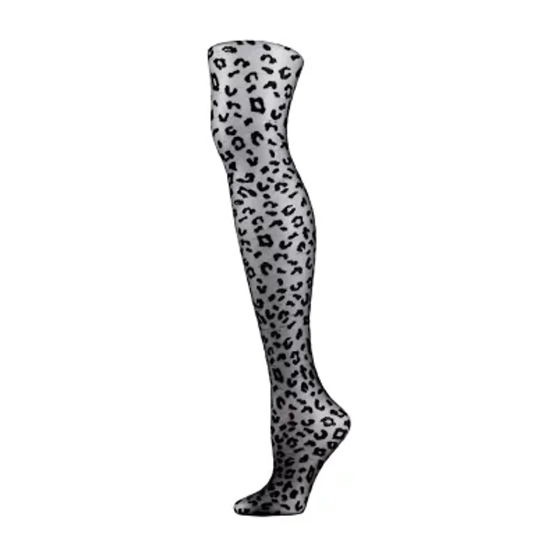 MeMoi Womens Leopard Sheet Light Support 1 Pair Tights