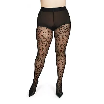 MeMoi Womens Leopard Sheet Not Applicable Light Support 1 Pair Tights