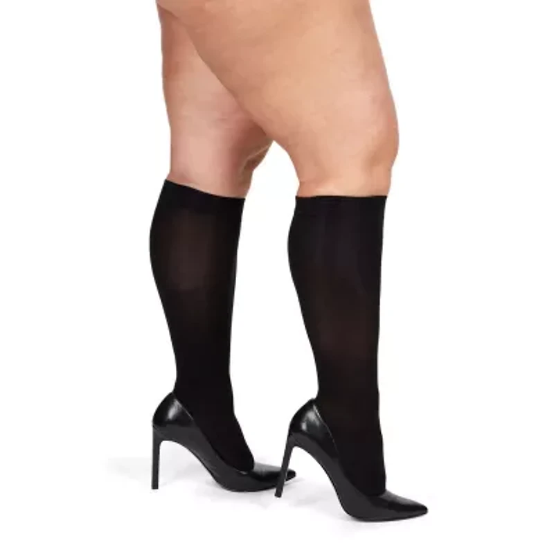 MeMoi Microfiber Opaque 2-pc. Not Applicable Knee Highs Plus