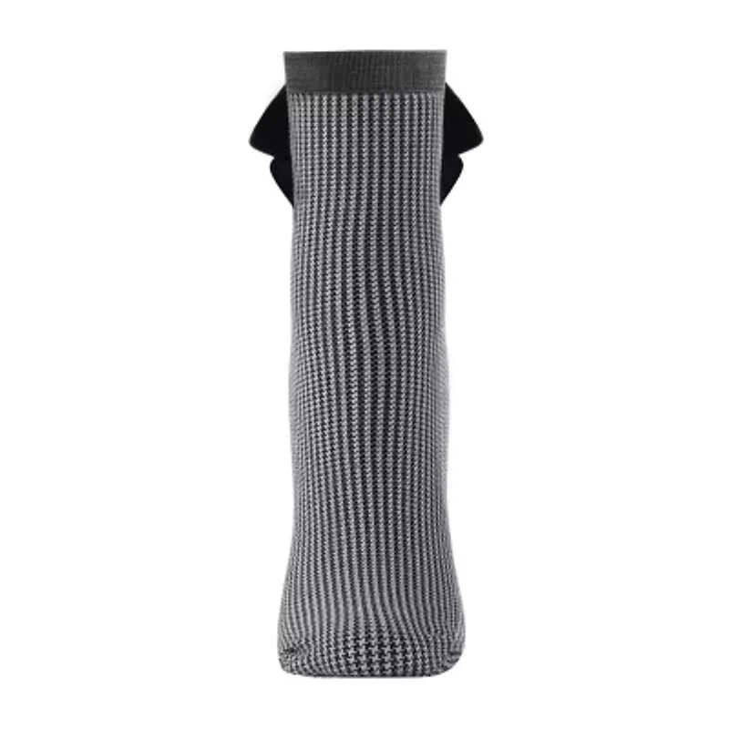 MeMoi Pearl Bow Houndstooth Womens 1 Pair Quarter Ankle Socks