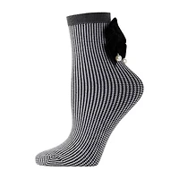 MeMoi Pearl Bow Houndstooth Womens 1 Pair Quarter Ankle Socks