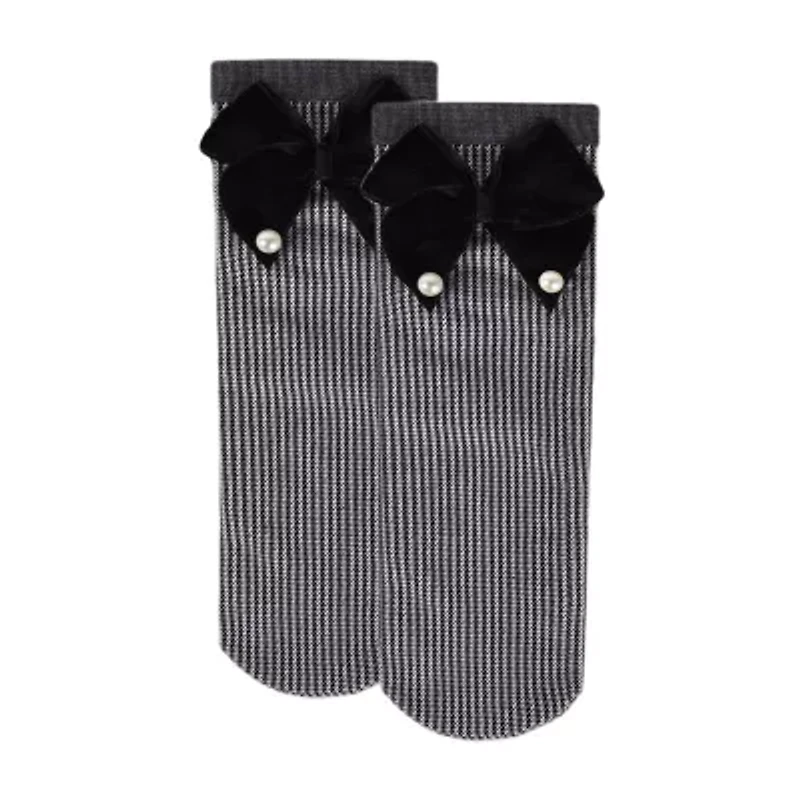 MeMoi Pearl Bow Houndstooth Womens 1 Pair Quarter Ankle Socks
