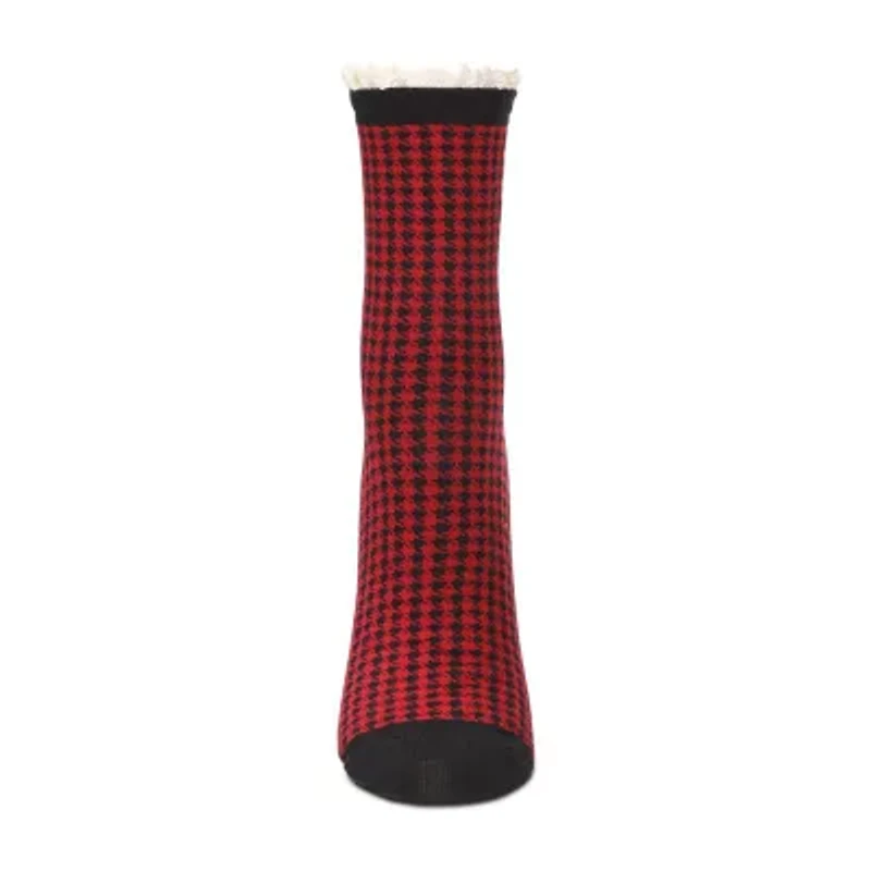 MeMoi Houndstooth Lace Cuff Womens 1 Pair Crew Socks