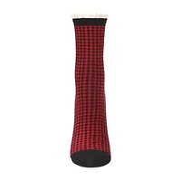MeMoi Houndstooth Lace Cuff Womens 1 Pair Crew Socks