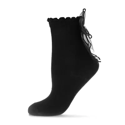 MeMoi Ribbon Womens 1 Pair Crew Socks