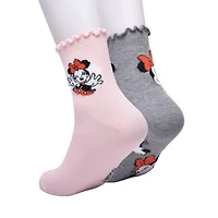 Womens 2-pc. Minnie Mouse Crew Socks