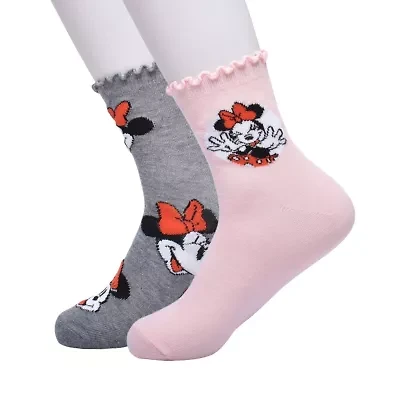 Womens 2-pc. Minnie Mouse Crew Socks
