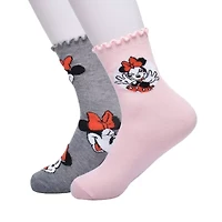 Womens 2-pc. Minnie Mouse Crew Socks