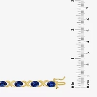 Womens Lab Created Blue Sapphire 14K Gold Over Silver Oval 7.5 Inch Tennis Bracelet