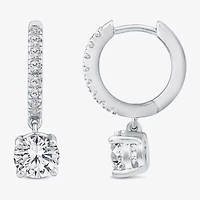 (H / Si2) Womens 2 1/4 CT. T.W. Lab Grown White Diamond 10K White Gold 20.4mm Round Hoop Earrings