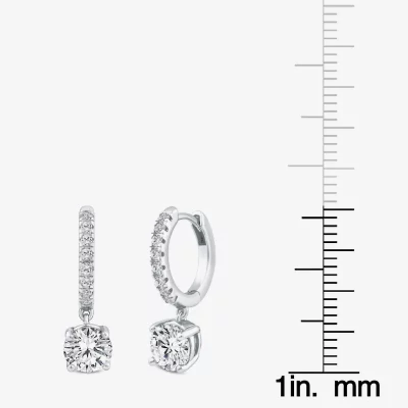 (H / Si2) Womens 2 1/4 CT. T.W. Lab Grown White Diamond 10K White Gold 20.4mm Round Hoop Earrings
