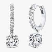 (H / Si2) Womens 2 1/4 CT. T.W. Lab Grown White Diamond 10K White Gold 20.4mm Round Hoop Earrings