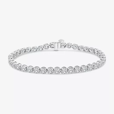 (H / Si2) Womens 10 Ct.T.W. Lab Grown White Diamond 10K Gold 7.25 Inch Tennis Bracelet