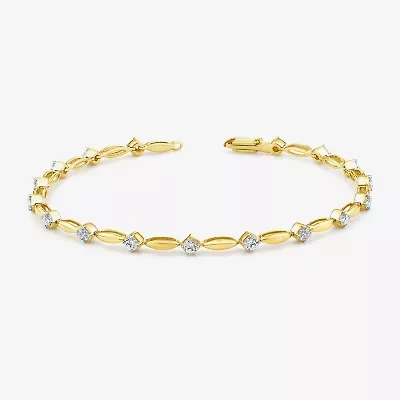 (I1/ I) Womens 1 CT. T.W. Lab Grown White Diamond 10K Gold 7 Inch Tennis Bracelet