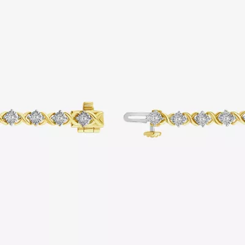 (I1/ I) Womens 1 CT. T.W. Lab Grown White Diamond 10K Gold 7.25 Inch Tennis Bracelet