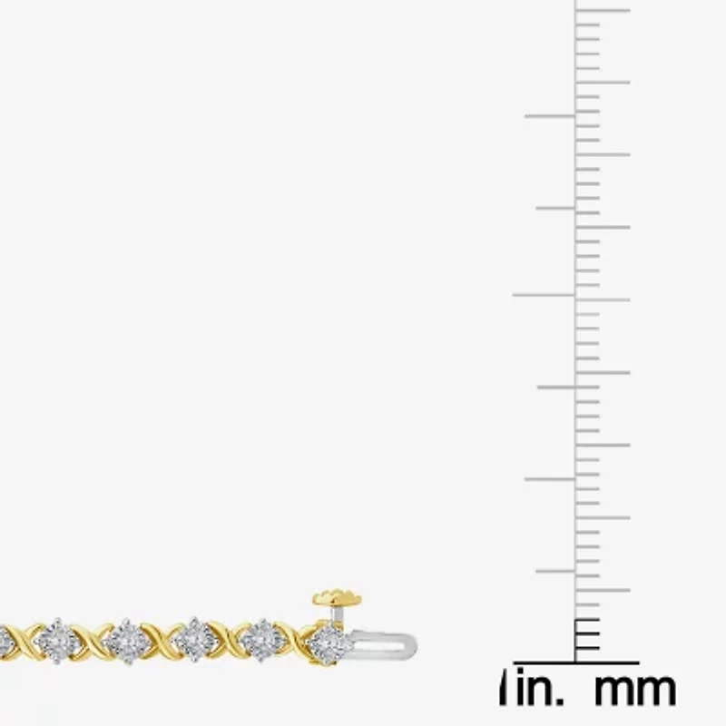 (I1/ I) Womens 1 CT. T.W. Lab Grown White Diamond 10K Gold 7.25 Inch Tennis Bracelet