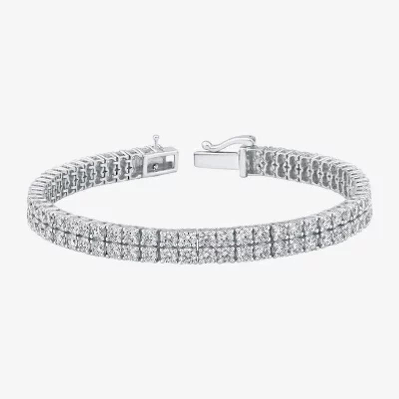 (H / Si2) Womens 10 Ct.T.W. Lab Grown White Diamond 10K Gold 7.25 Inch Tennis Bracelet
