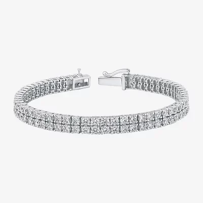 (H / Si2) Womens 10 Ct.T.W. Lab Grown White Diamond 10K Gold 7.25 Inch Tennis Bracelet