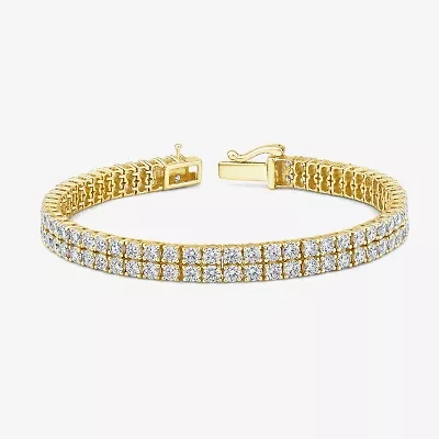 (H / Si2) Womens 10 Ct.T.W. Lab Grown White Diamond 10K Gold 7.25 Inch Tennis Bracelet