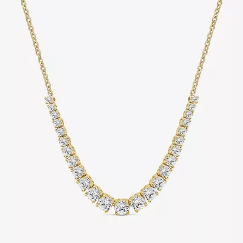 (H / Si2) Womens White Diamond 10K Gold 16 Inch Tennis Necklace